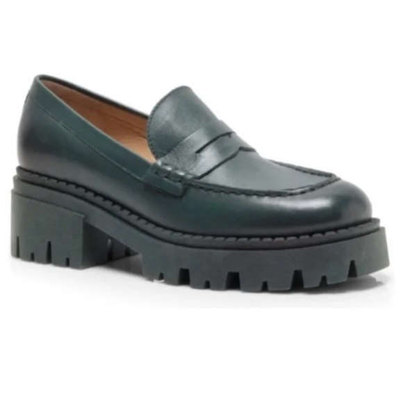 Free People Shoes - Free People Lyra Lug Sole Green Loafers Size 39.5/9.5